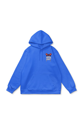 KreekCraft royal blue hoodie with the KreekCraft logo in red and white on the left front chest.