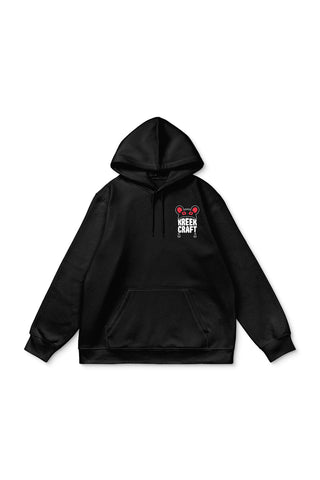 KreekCraft black hoodie with the KreekCraft logo in red and white on the left front chest.